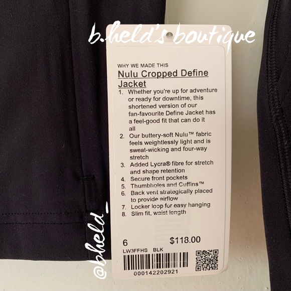lululemon Nulu Cropped Define Jacket in Black Size 6 Brand New NWT - Picture 2 of 15